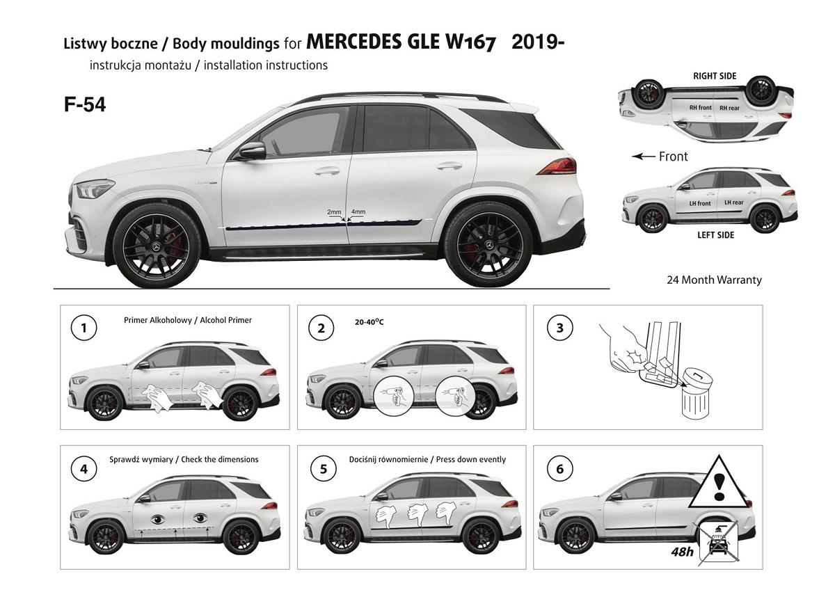 Ochranné boční lišty na dveře, Mercedes GLE II, W167, 2019- ,