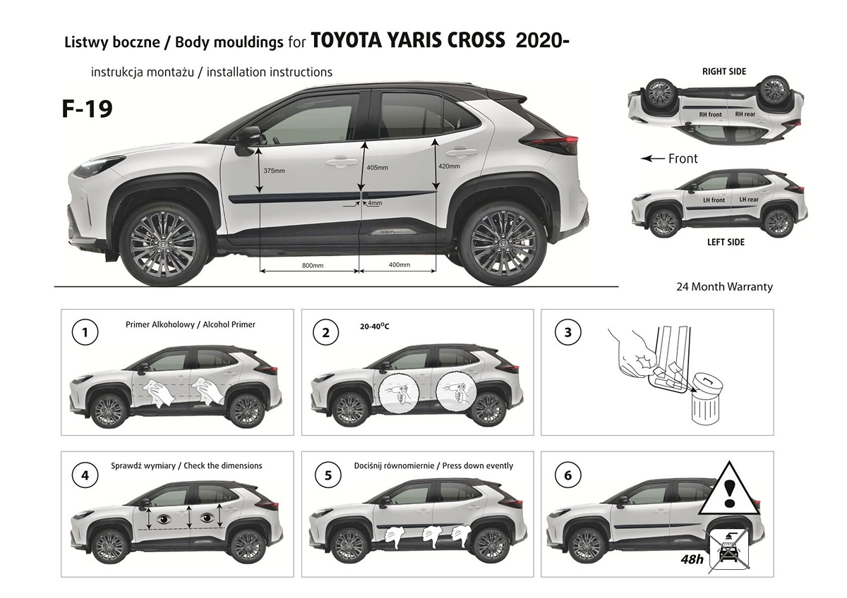 Ochranné boční lišty na dveře, Toyota Yaris IV Cross, 2020- ,