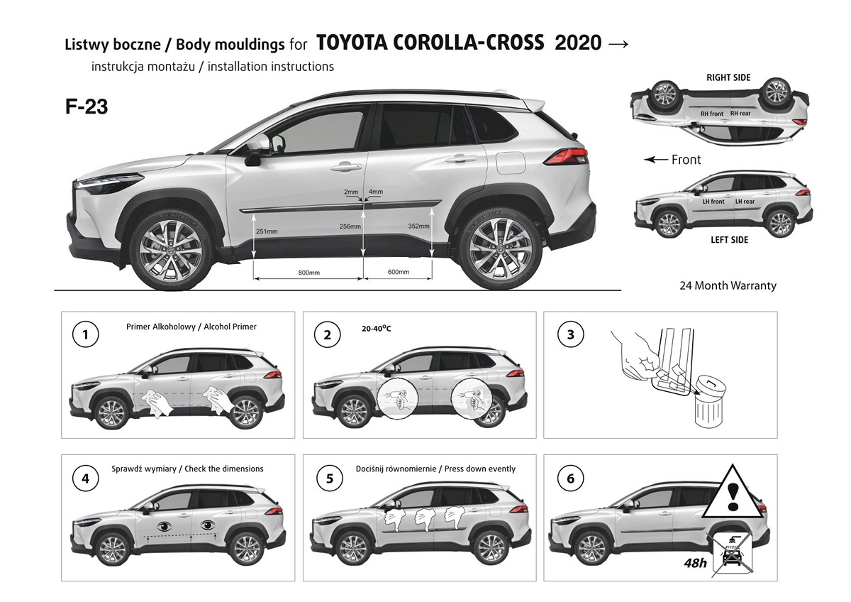 Ochranné boční lišty na dveře, Toyota Corolla Cross, 2022- ,
